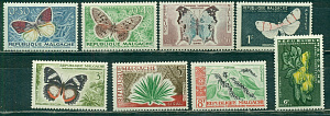 Малагаси, 1960, Бабочки и Цветы,  8 марок